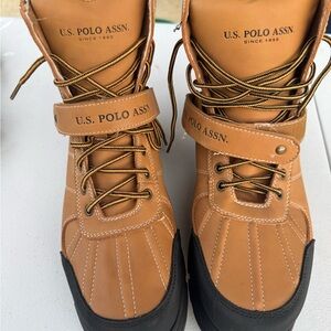 U.S. Polo Assn. Men's Tan and Black Rain Boots